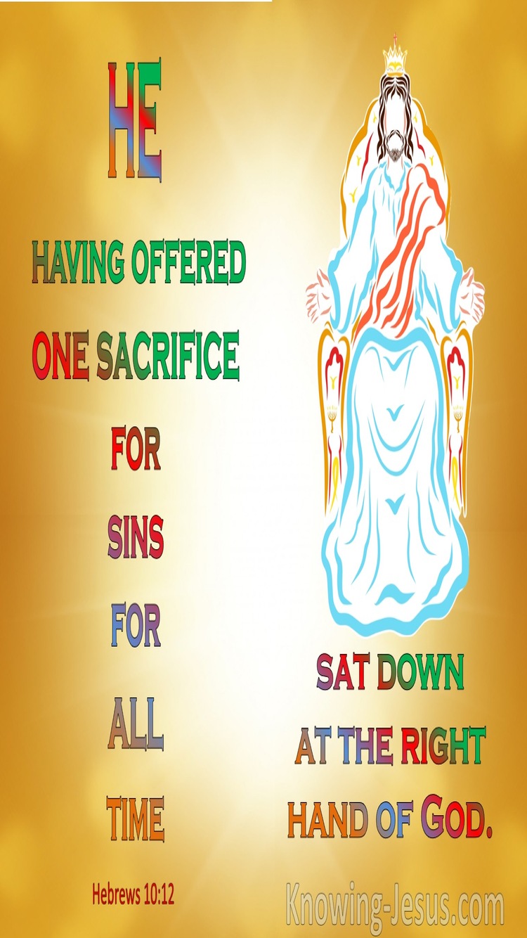 Hebrews 10:12 He Offered One Sacrifice For Sin (orange)